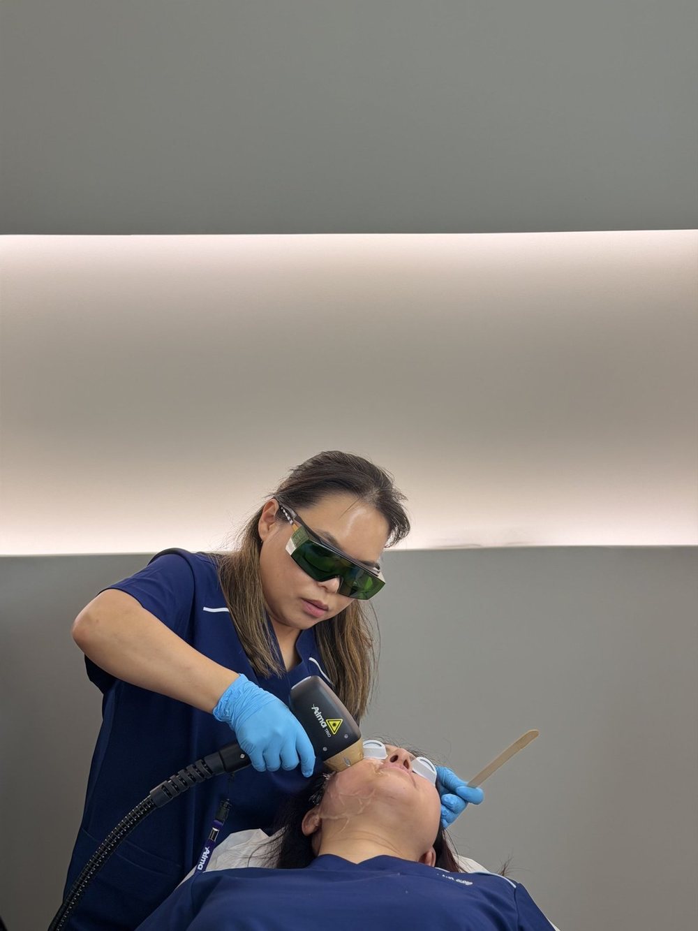 A laser treatment in progress at Joyful Medical Spa